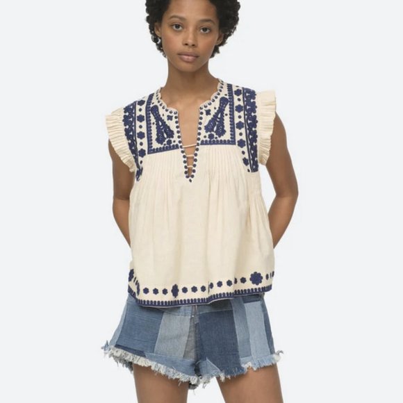 Sea Holly Soutache Top in Cream - Picture 2 of 9